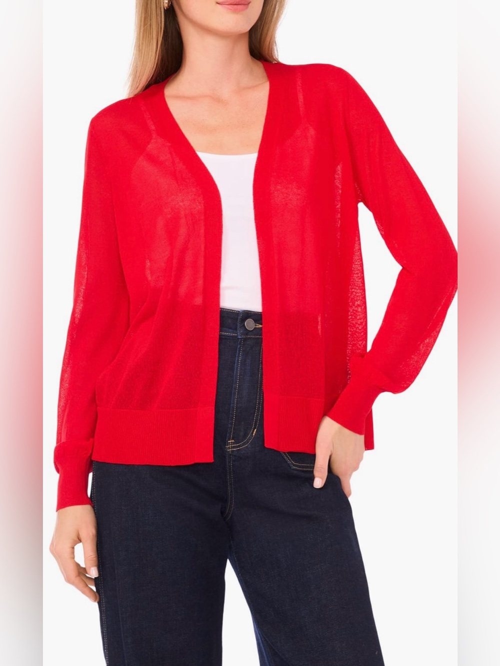 Vince Camuto Tissue Knit Cardigan in Red Rush